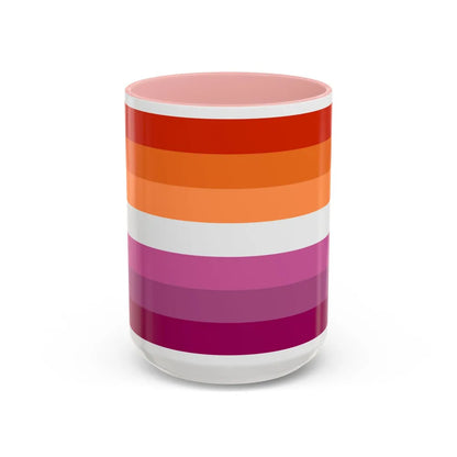 Lesbian 2 Pride Flag - Accent Coffee Mug-15oz-Pink-Go Mug Yourself