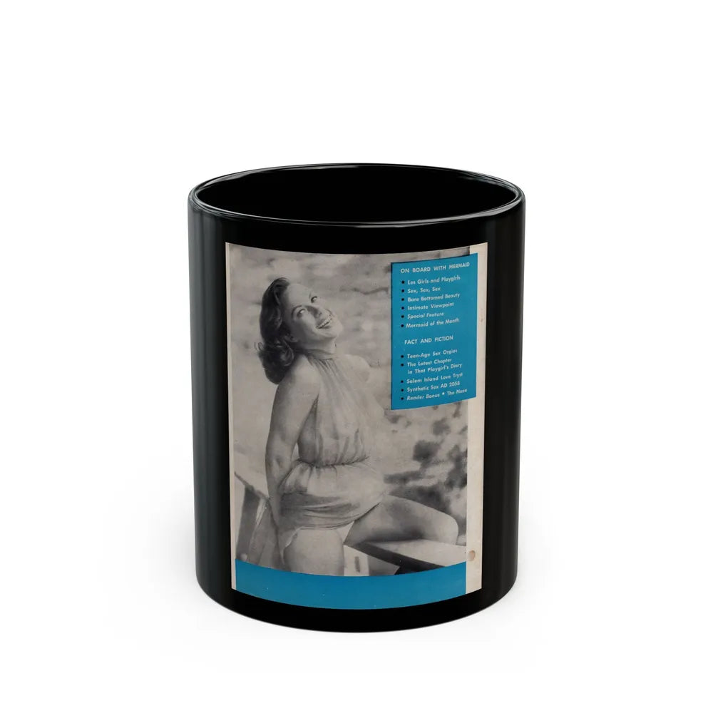 Dawn Richard #87 - Dawn on back cover of Mermaid Mag. Vol. 1 No. 3 '58 (Vintage Female Icon) Black Coffee Mug-11oz-Go Mug Yourself