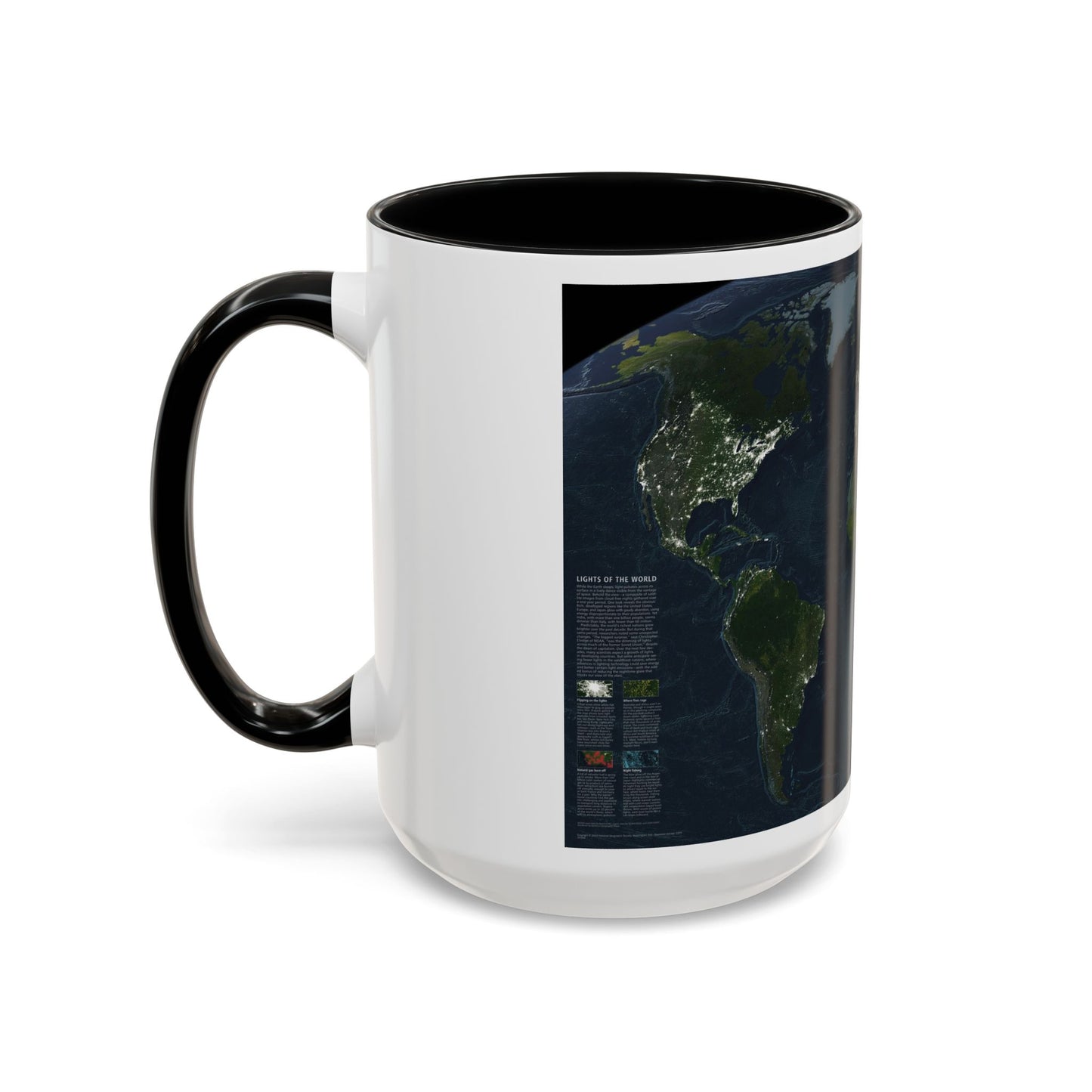 World Map - Earth at Night (2004) (Map) Accent Coffee Mug