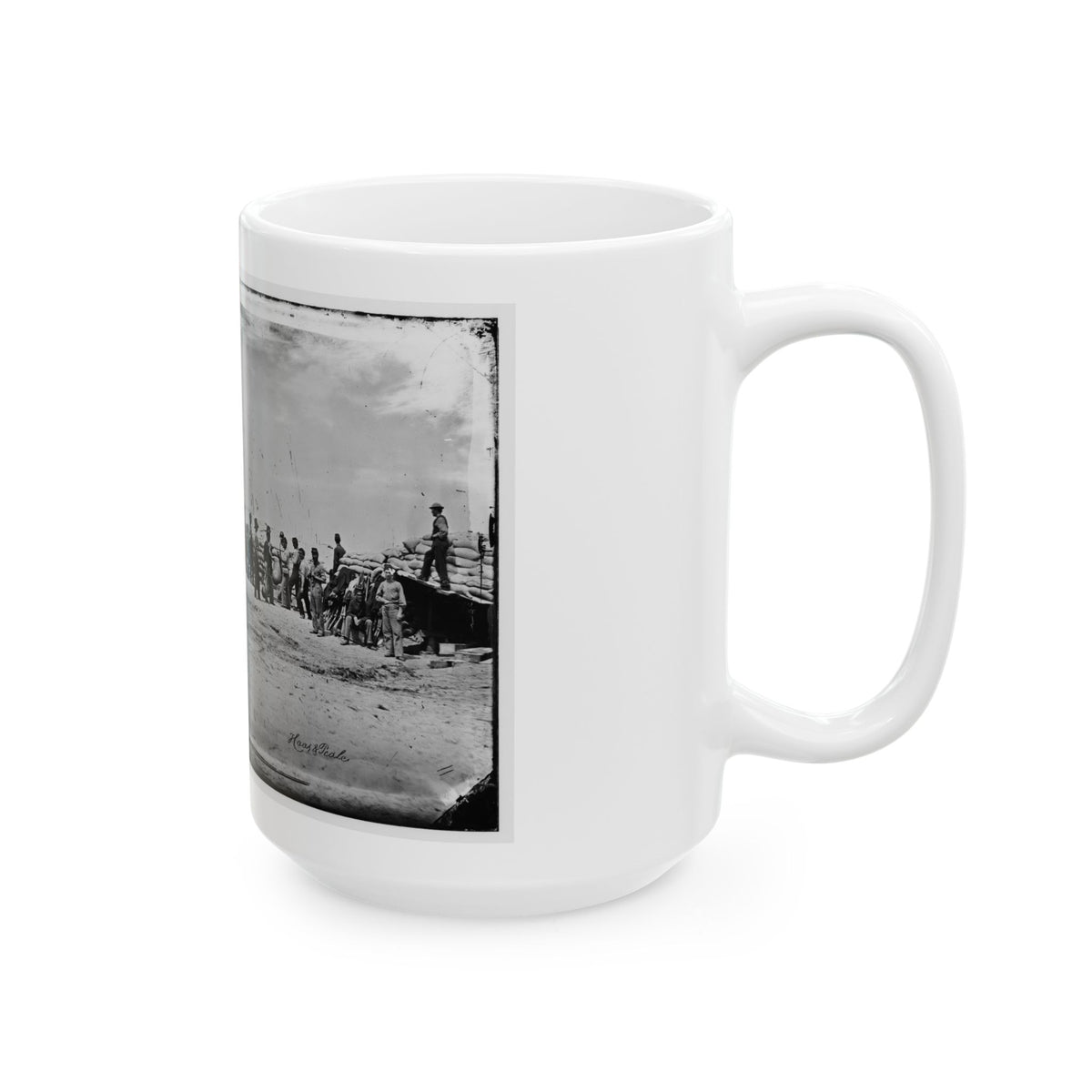 Battery Reynolds. Five 10-Inch Siege Mortars Against Wagner (U.S. Civil War) White Coffee Mug