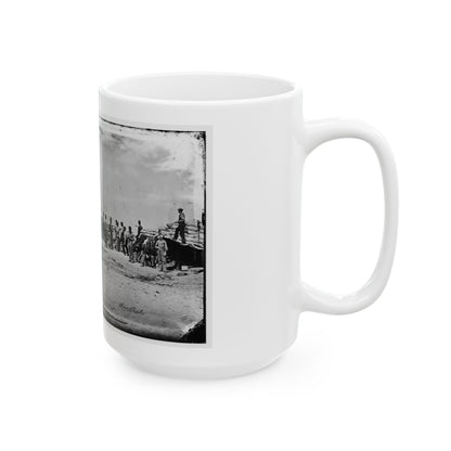 Battery Reynolds. Five 10-Inch Siege Mortars Against Wagner (U.S. Civil War) White Coffee Mug