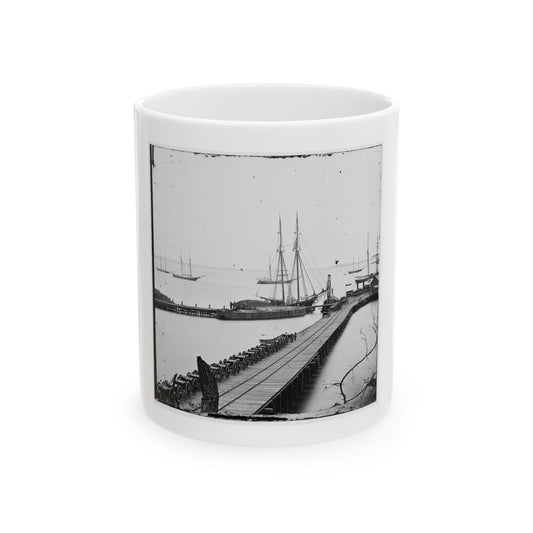 City Point, Va. Wharf, Federal Artillery, And Anchored Schooners (U.S. Civil War) White Coffee Mug