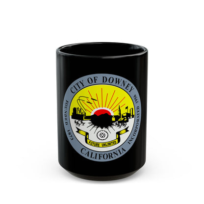 Seal of Downey California - Black Coffee Mug