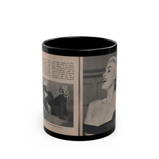 Jayne Mansfield #301 - JAYNE Pocket Magazine Pages 46 & 47 (Vintage Female Icon) Black Coffee Mug-11oz-Go Mug Yourself