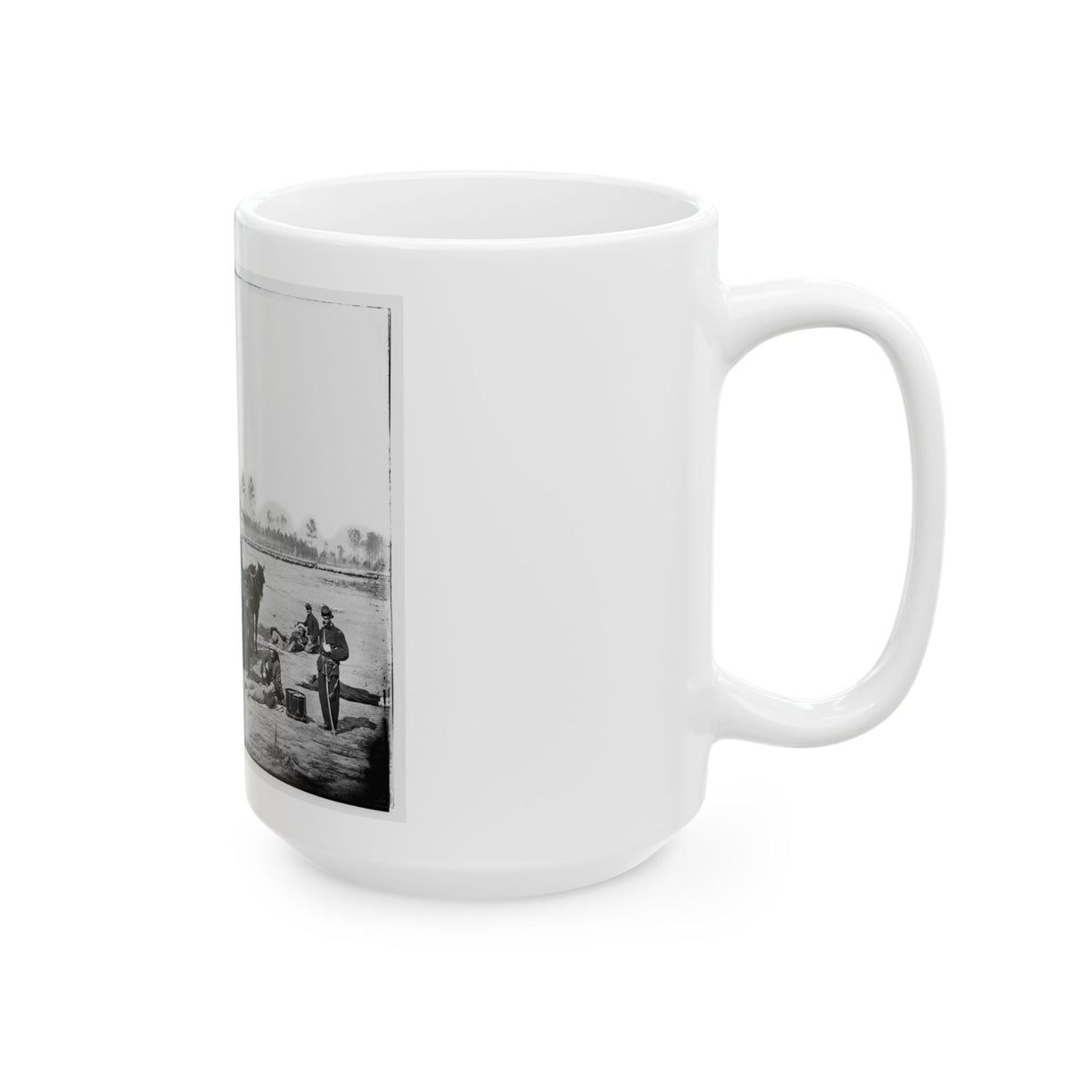 Unknown Location. Zouave Ambulance Crew Demonstrating Removal Of Wounded Soldiers From The Field (U.S. Civil War) White Coffee Mug