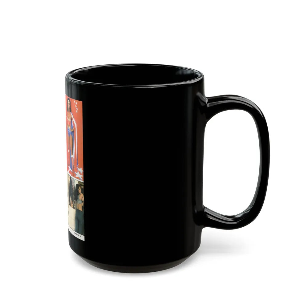 Lynda Carter #190 - Mag. Spread (Vintage Female Icon) Black Coffee Mug-Go Mug Yourself