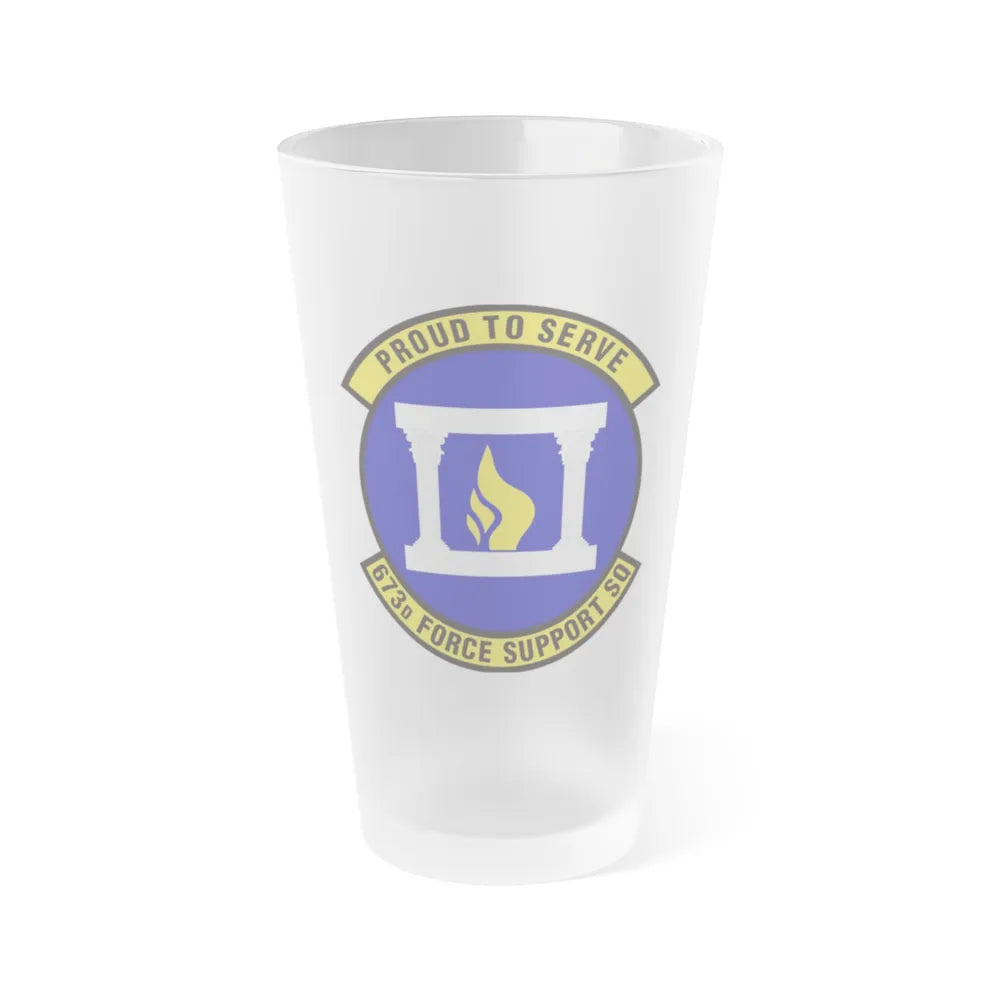 673d Force Support Squadron (U.S. Air Force) Frosted Pint Glass 16oz-Go Mug Yourself