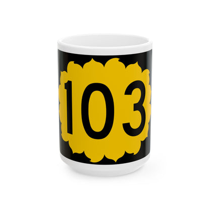 K-103 (Kansas) (Road Sign) White Coffee Mug