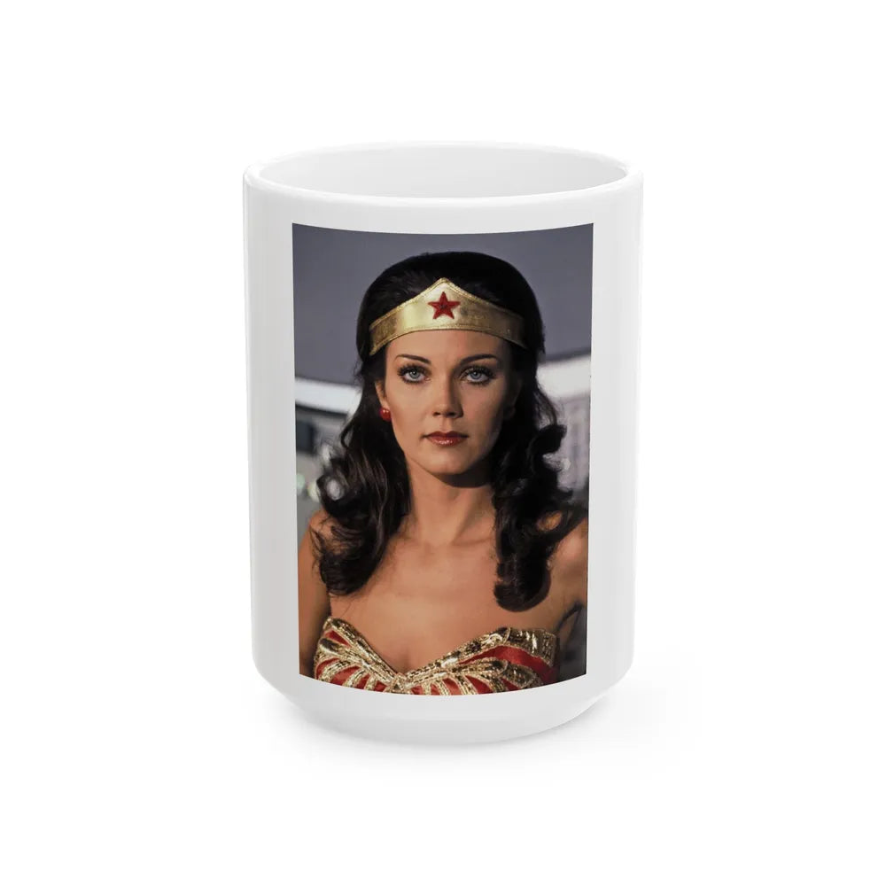 Lynda Carter #283 (Vintage Female Icon) White Coffee Mug-15oz-Go Mug Yourself