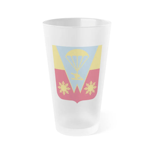 674th Airborne Field Artillery Battalion v2 (U.S. Army) Frosted Pint Glass 16oz-16oz-Frosted-Go Mug Yourself