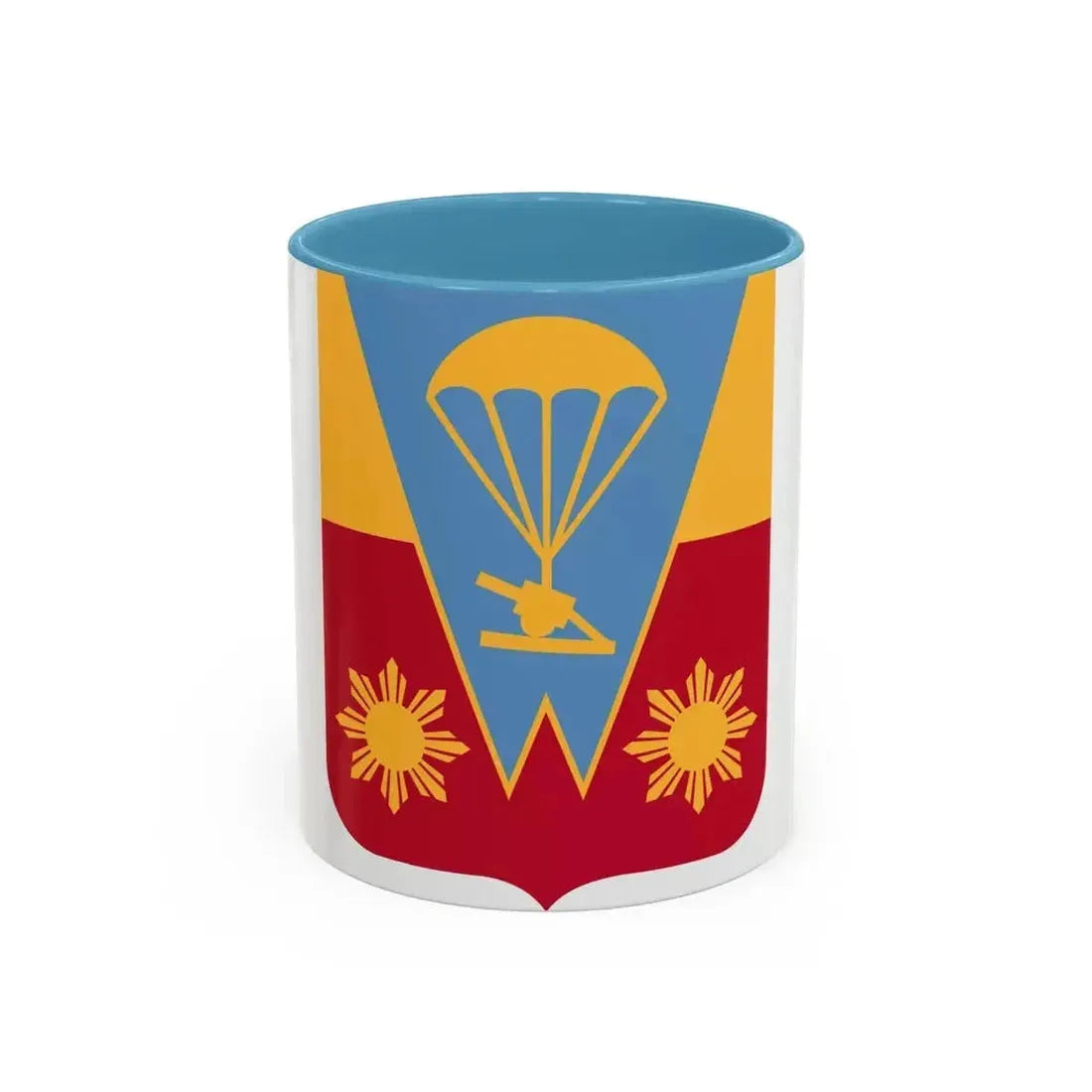 674th Airborne Field Artillery Battalion v2 (U.S. Army) Accent Coffee Mug 11oz Light Blue - Go Mug Yourself