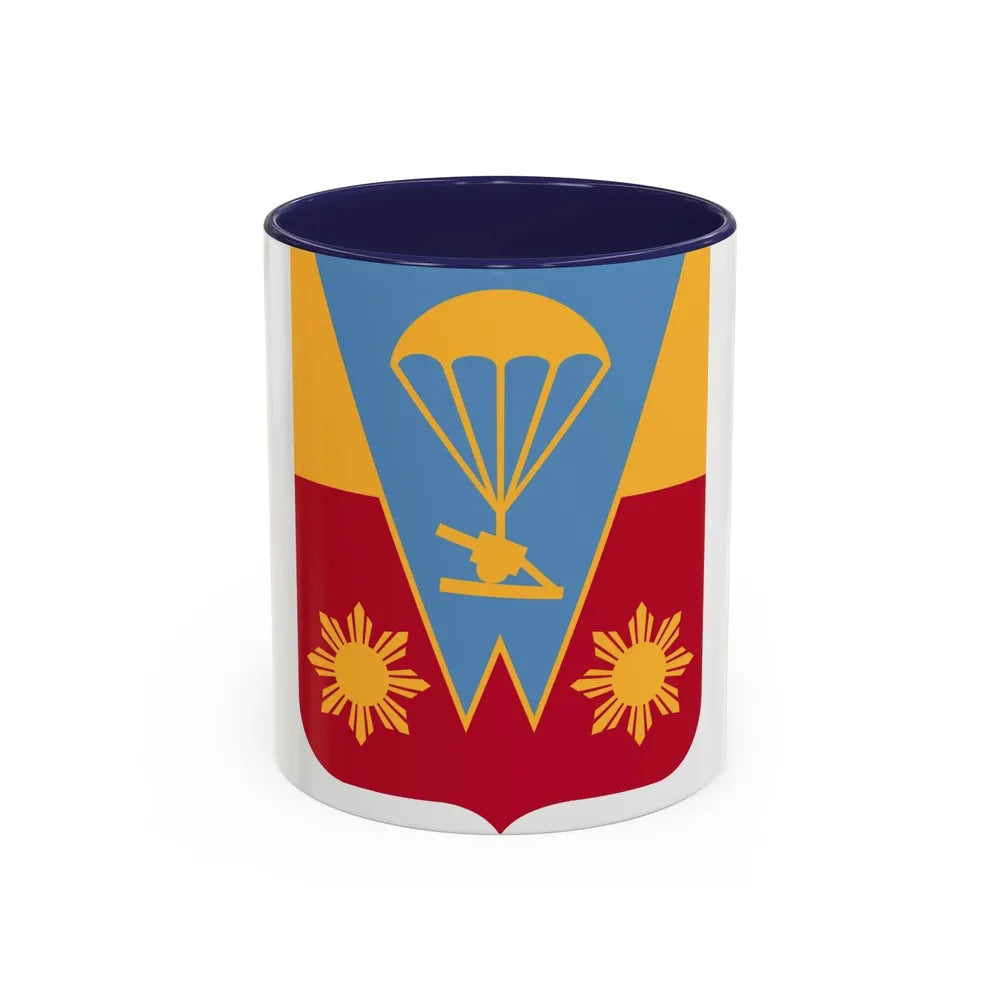 674th Airborne Field Artillery Battalion v2 (U.S. Army) Accent Coffee Mug 11oz Navy - Go Mug Yourself