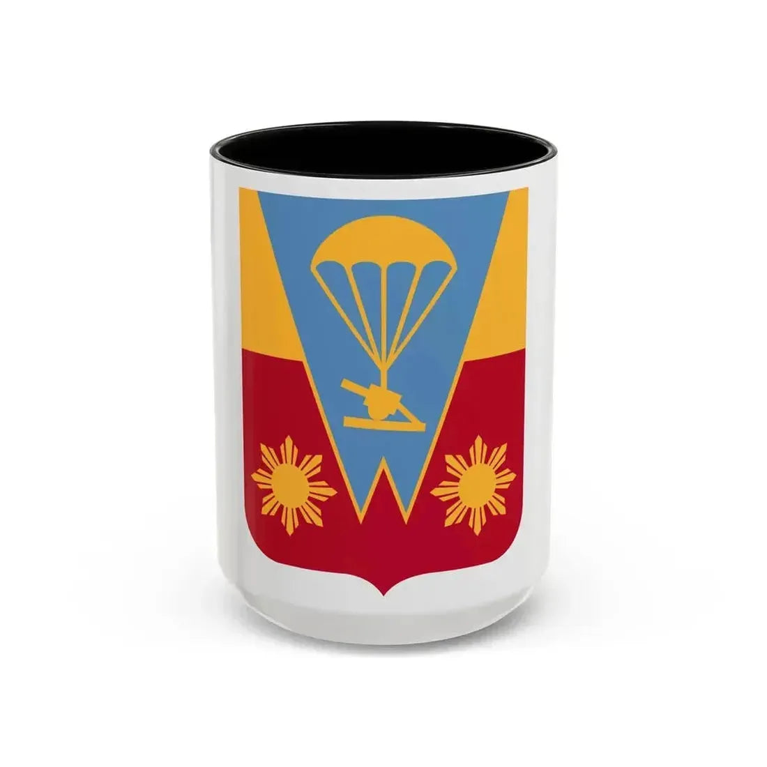 674th Airborne Field Artillery Battalion v2 (U.S. Army) Accent Coffee Mug 15oz Black - Go Mug Yourself