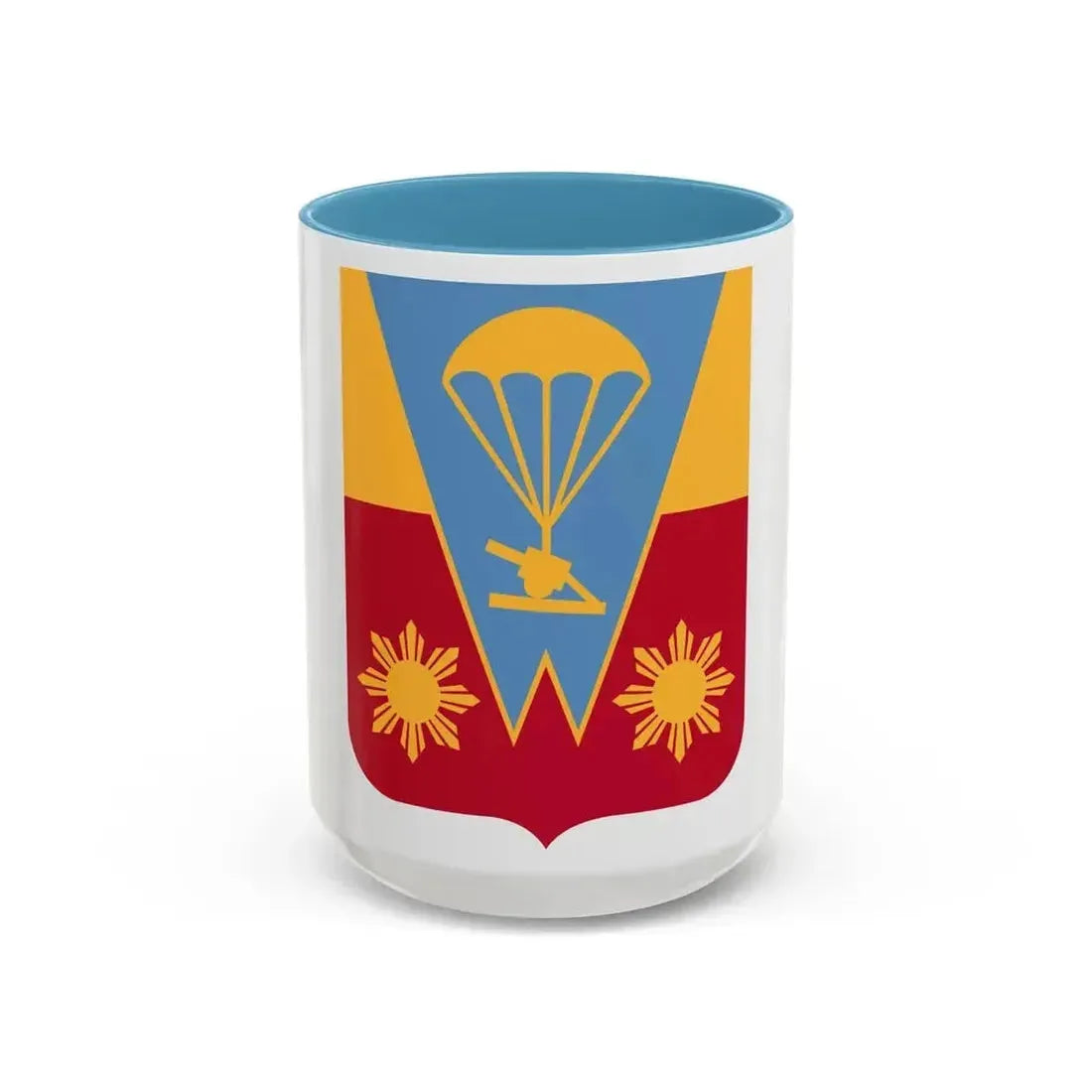 674th Airborne Field Artillery Battalion v2 (U.S. Army) Accent Coffee Mug 15oz Light Blue - Go Mug Yourself