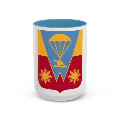 674th Airborne Field Artillery Battalion v2 (U.S. Army) Accent Coffee Mug 15oz Light Blue - Go Mug Yourself