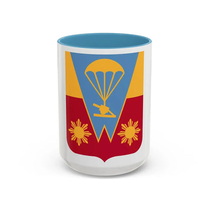 674th Airborne Field Artillery Battalion v2 (U.S. Army) Accent Coffee Mug 15oz Light Blue - Go Mug Yourself