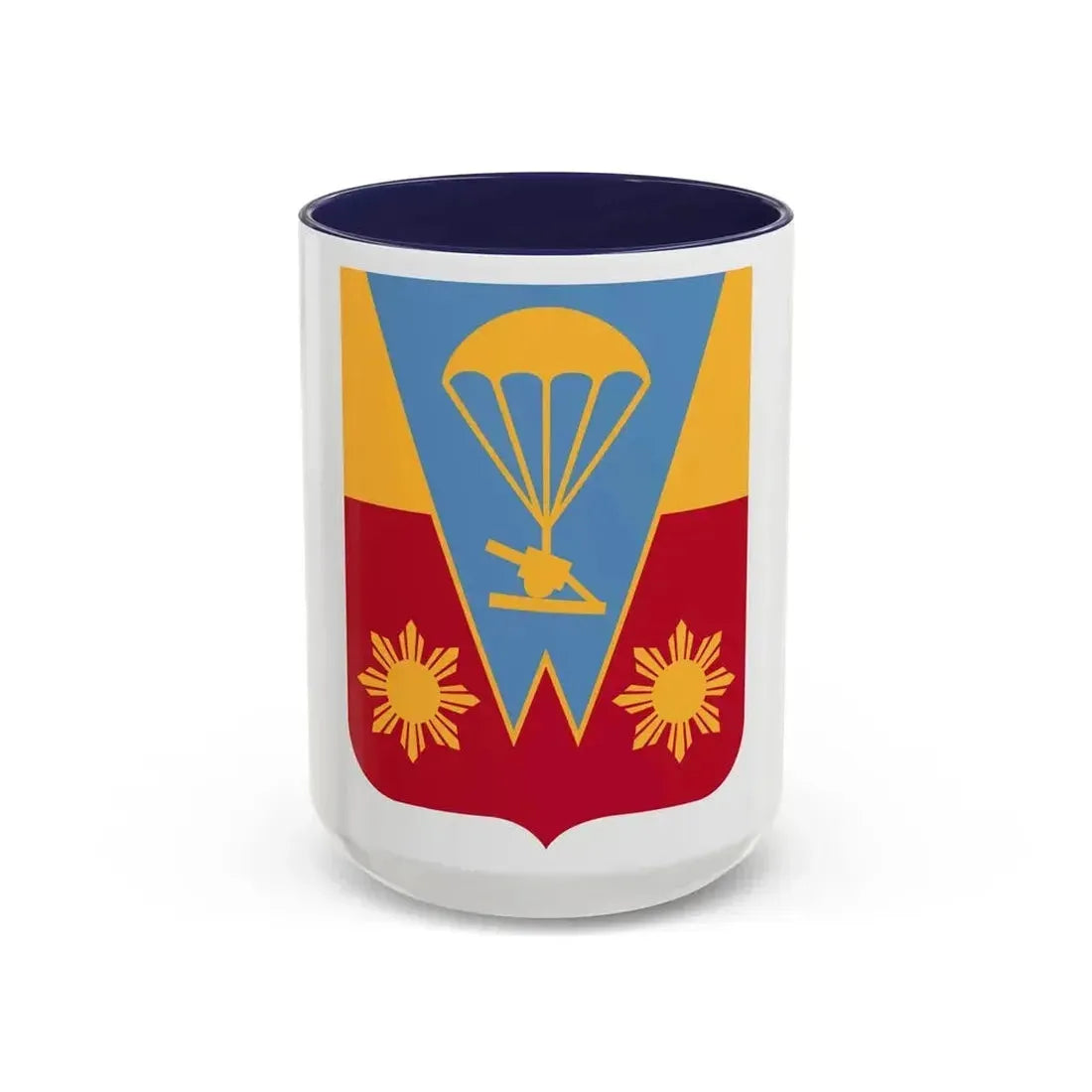 674th Airborne Field Artillery Battalion v2 (U.S. Army) Accent Coffee Mug 15oz Navy - Go Mug Yourself
