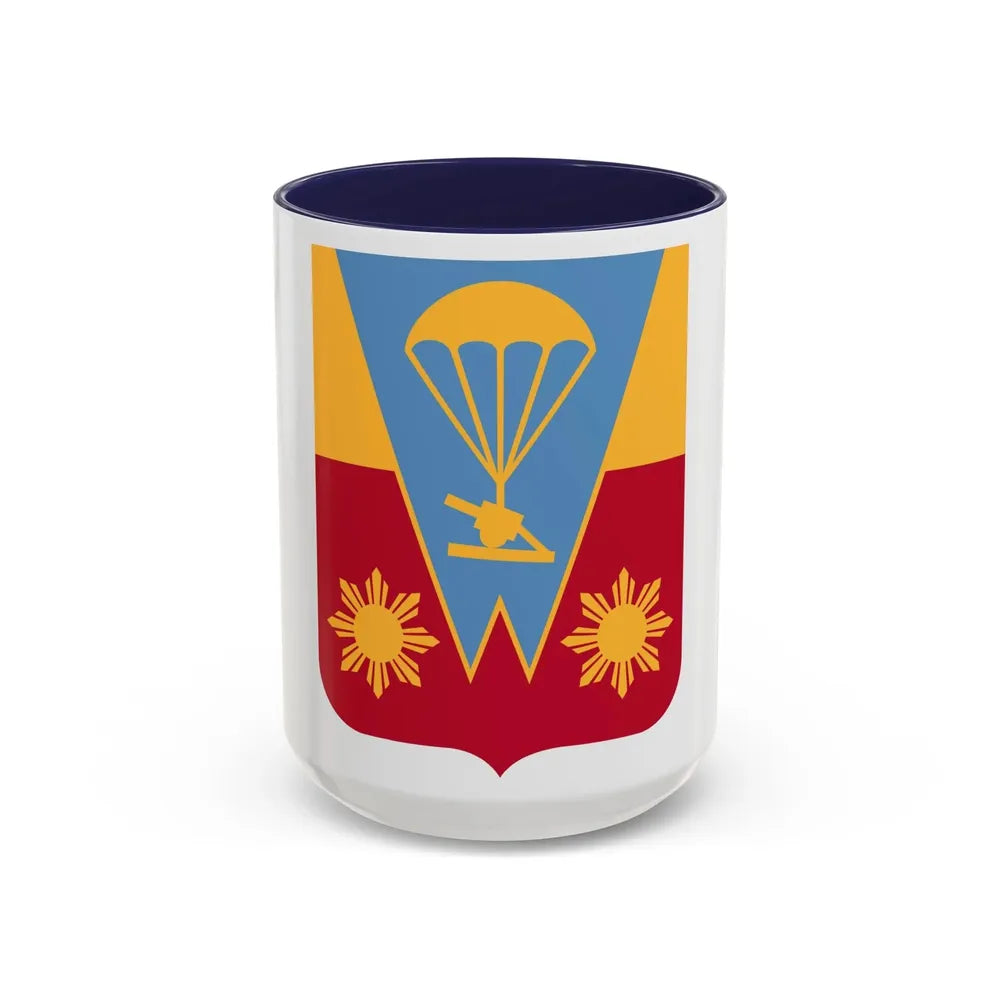 674th Airborne Field Artillery Battalion v2 (U.S. Army) Accent Coffee Mug 15oz Navy - Go Mug Yourself
