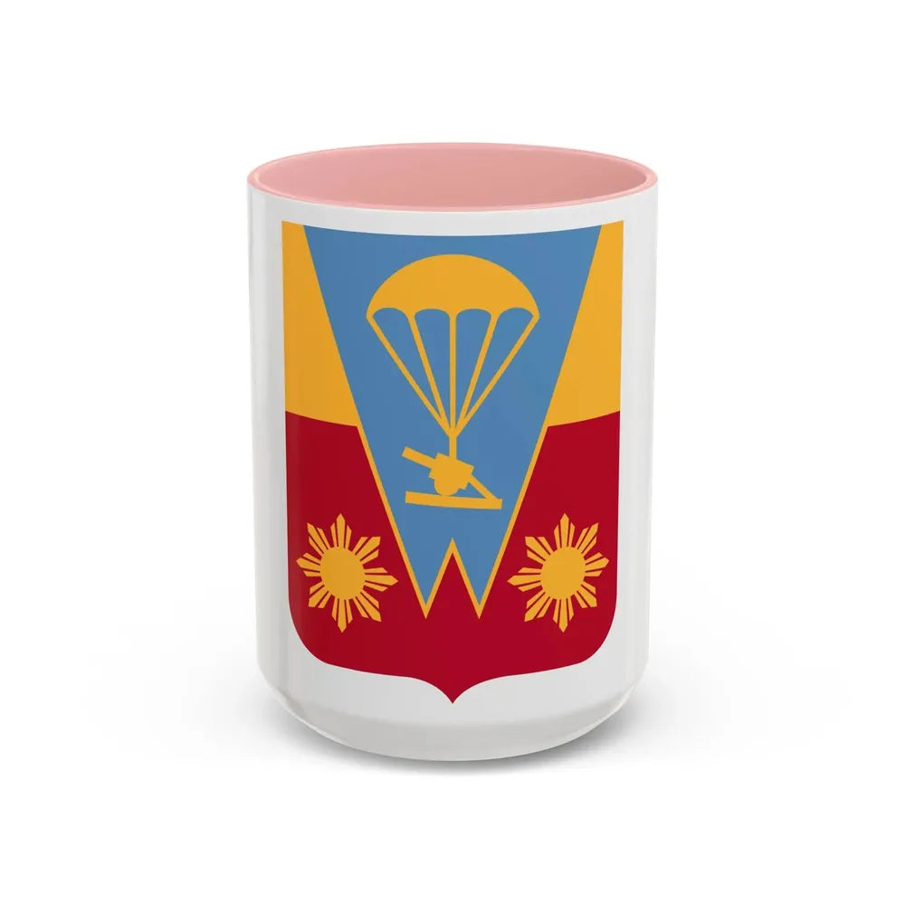674th Airborne Field Artillery Battalion v2 (U.S. Army) Accent Coffee Mug 15oz Pink - Go Mug Yourself