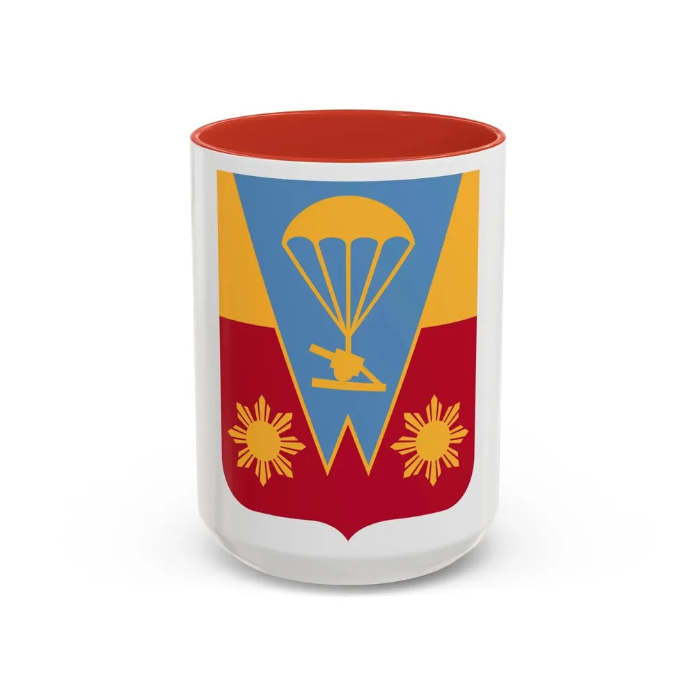 674th Airborne Field Artillery Battalion v2 (U.S. Army) Accent Coffee Mug 15oz Red - Go Mug Yourself