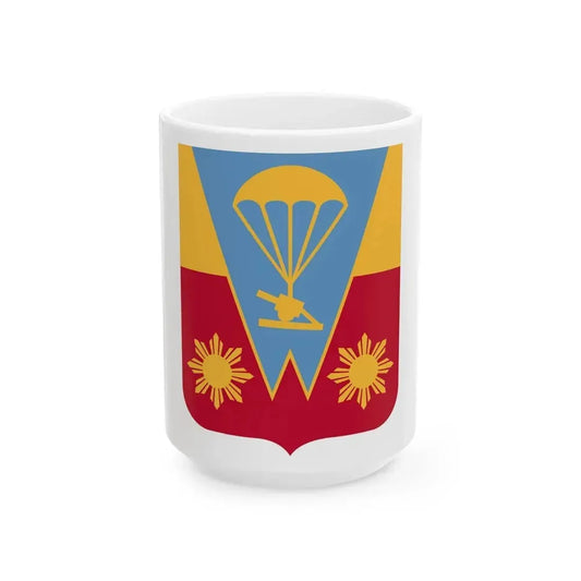 674th Airborne Field Artillery Battalion v2 (U.S. Army) White Coffee Mug 15oz - Go Mug Yourself