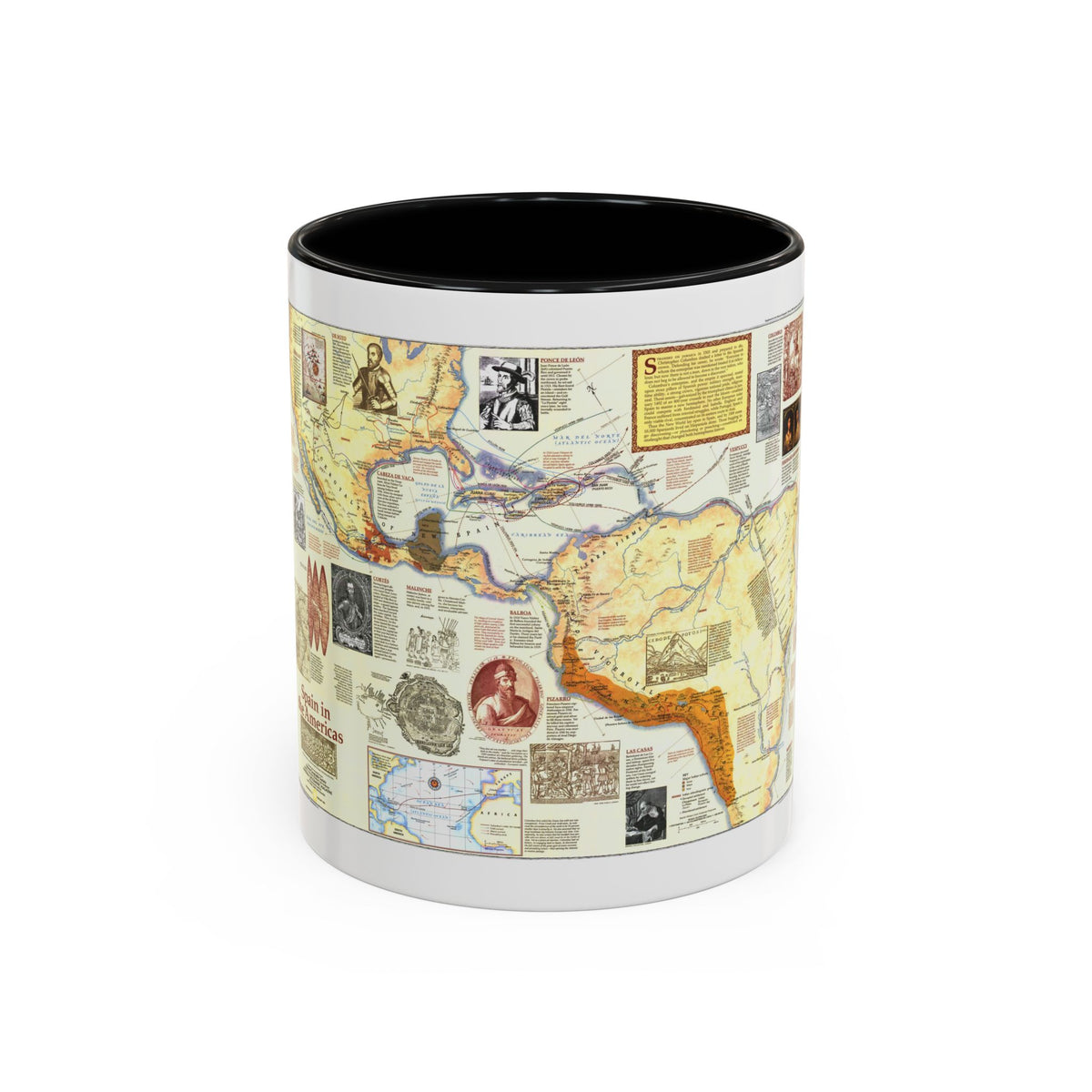 Americas - Spain in the (1992) (Map) Accent Coffee Mug