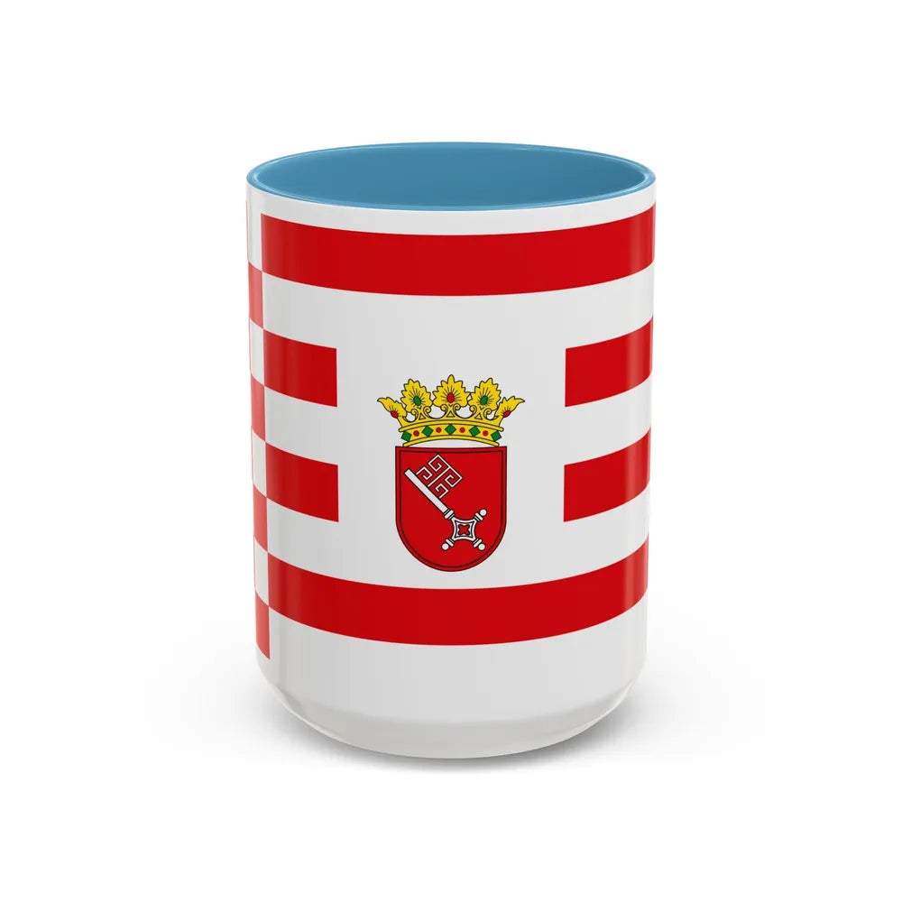 Flag of Bremen with middle arms Germany - Accent Coffee Mug-15oz-Light Blue-Go Mug Yourself