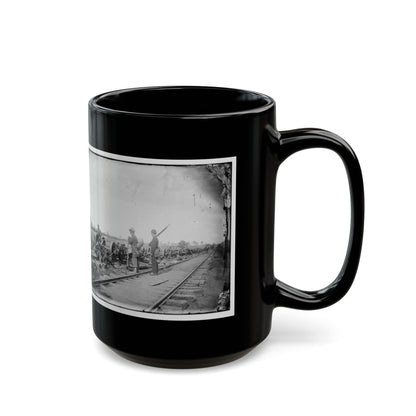 Manassas Junction, Va. Soldiers Beside Damaged Rolling Stock Of The Orange & Alexandria Railroad (U.S. Civil War) Black Coffee Mug