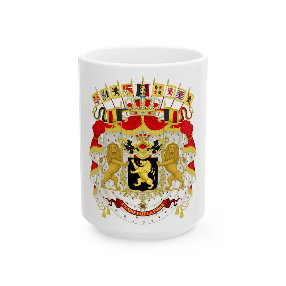 Great coat of arms of Belgium - White Coffee Mug-15oz-Go Mug Yourself