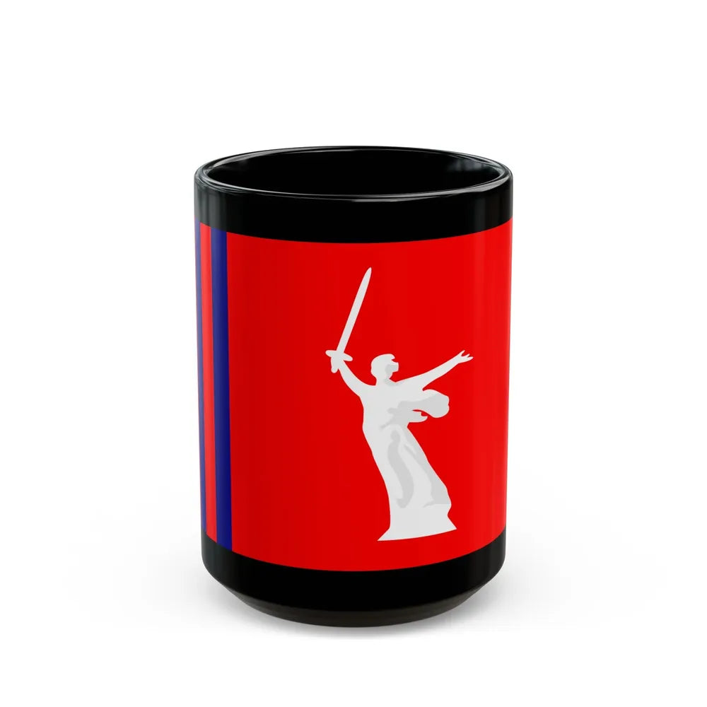 Flag of Volgograd Oblast Russia - Black Coffee Mug-15oz-Go Mug Yourself