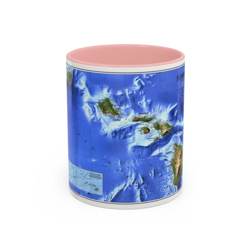 USA - Hawaii (1995) (Map) Accent Coffee Mug-11oz-Pink-Go Mug Yourself