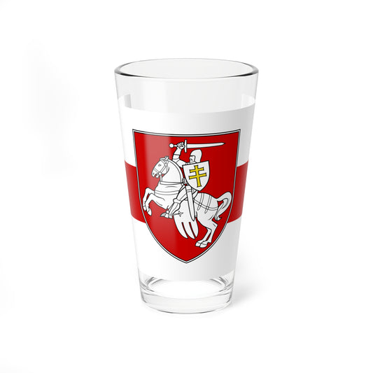 Flag of Belarus w-r-w with Arms 2020 3-2 (Belarus) Pint Glass 16oz