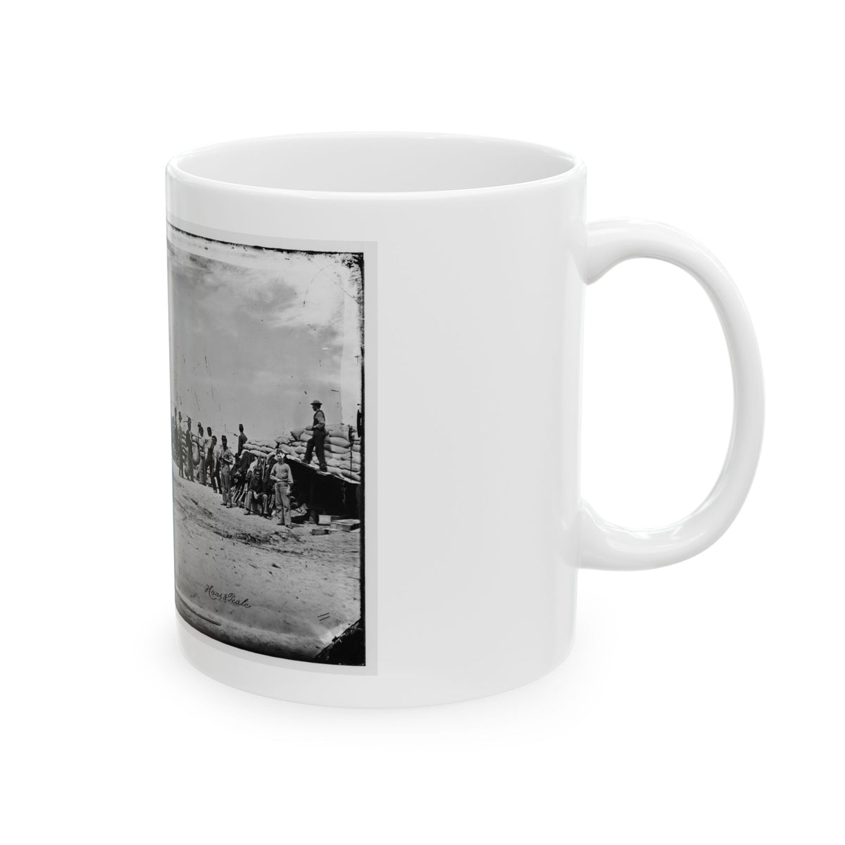 Battery Reynolds. Five 10-Inch Siege Mortars Against Wagner (U.S. Civil War) White Coffee Mug