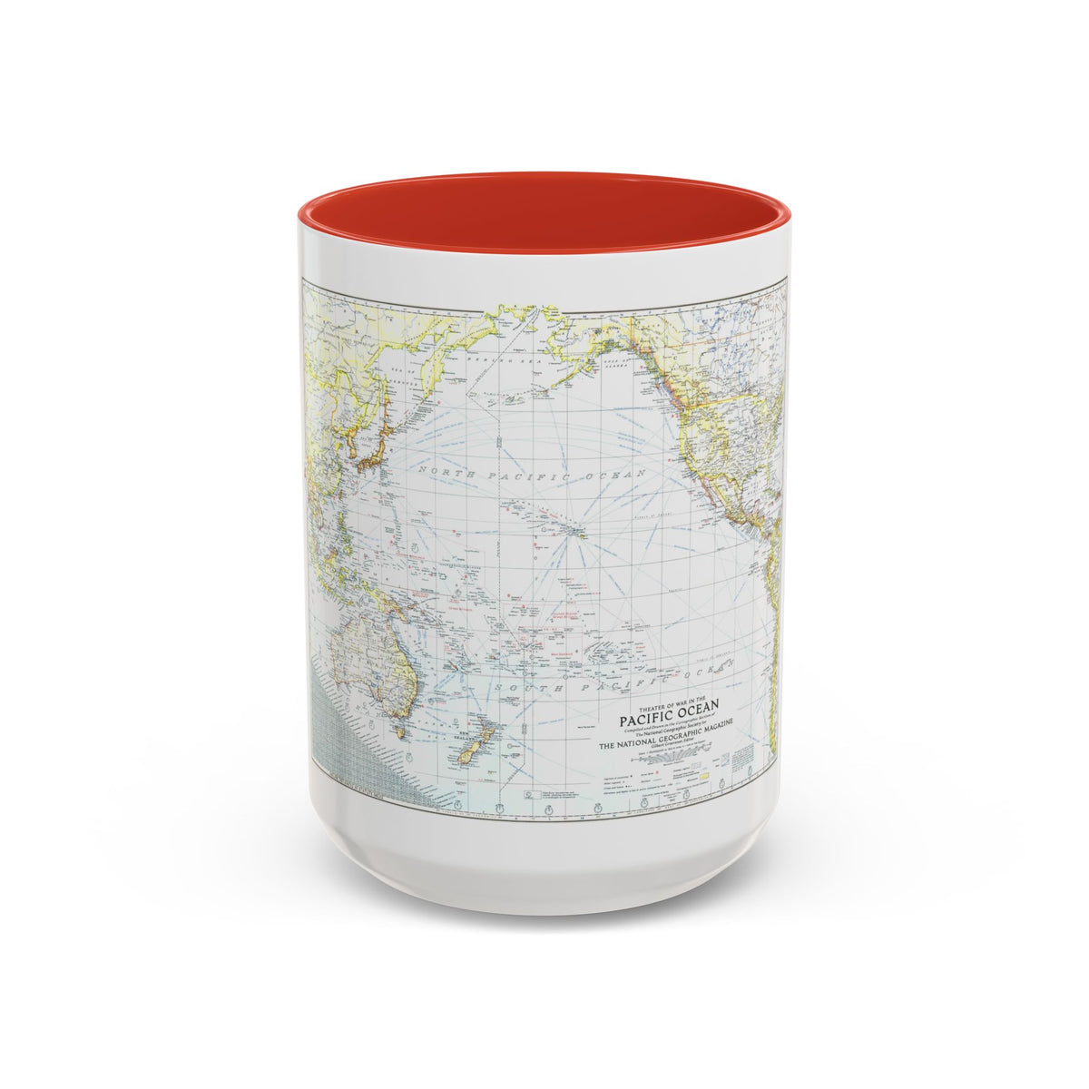 Pacific Ocean - Theater of War (1942) (Map) Accent Coffee Mug