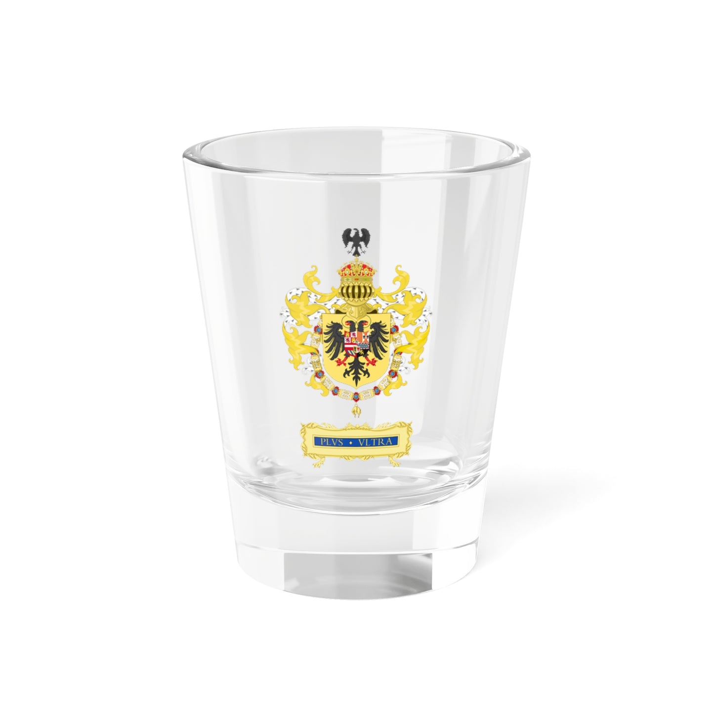 Ornamented Coat of Arms of Charles I of Spain Charles V as Holy Roman Emperor 1530-1556 (Spain) (Coat of Arms) Shot Glass 1.5oz