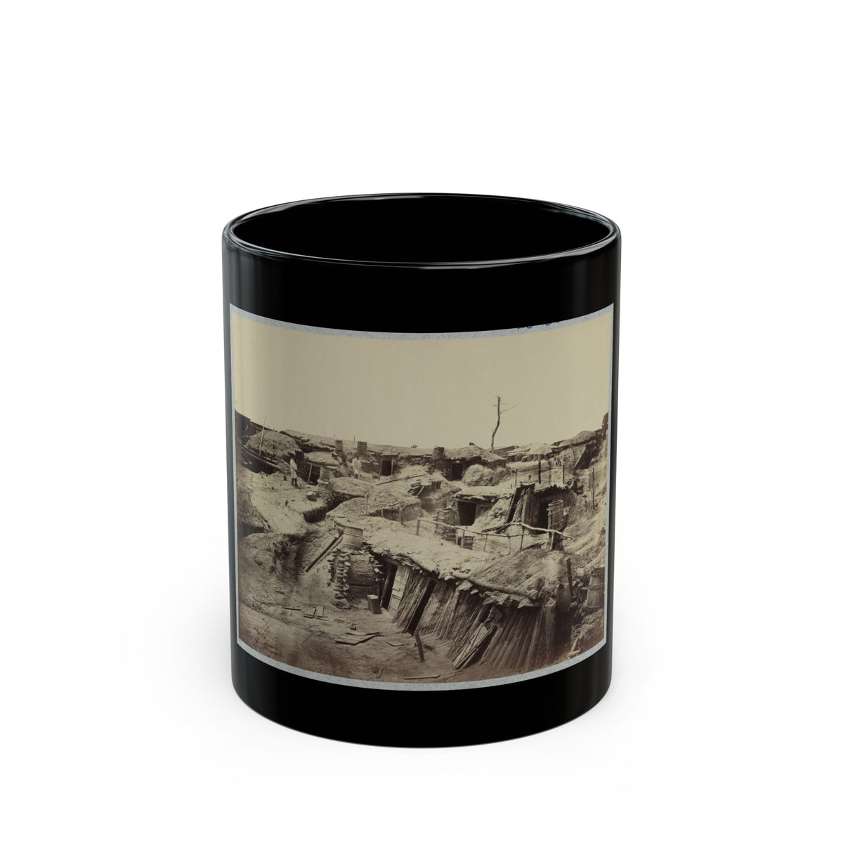 Bomb-Proof Quarters In Fort Sedgwick In Front Of Petersburg, Va. (U.S. Civil War) Black Coffee Mug