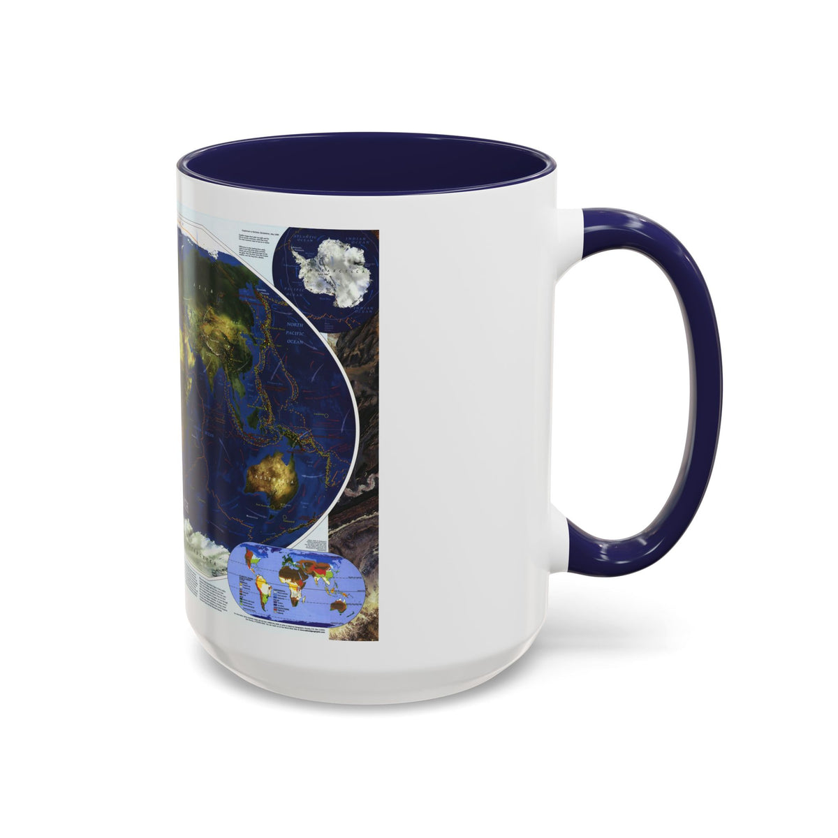 World Map - Physical Earth 1 (1998) (Map) Accent Coffee Mug
