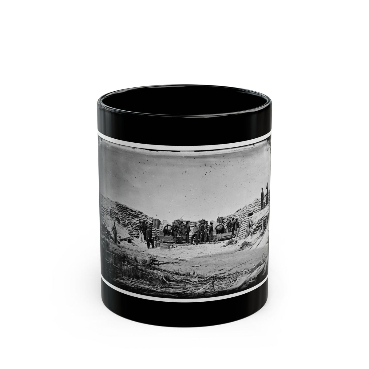 Morris Island, South Carolina. Naval Battery. Two 8-Inch Parrot Rifles. Breaching Battery Against Fort Sumter (U.S. Civil War) Black Coffee Mug
