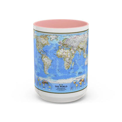 World Map (1988) (Map) Accent Coffee Mug-15oz-Pink-Go Mug Yourself