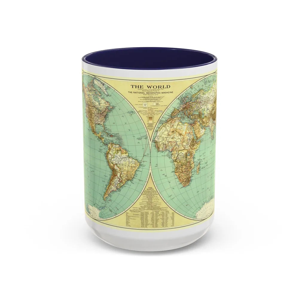 World Map (1935) (Map) Accent Coffee Mug-15oz-Navy-Go Mug Yourself