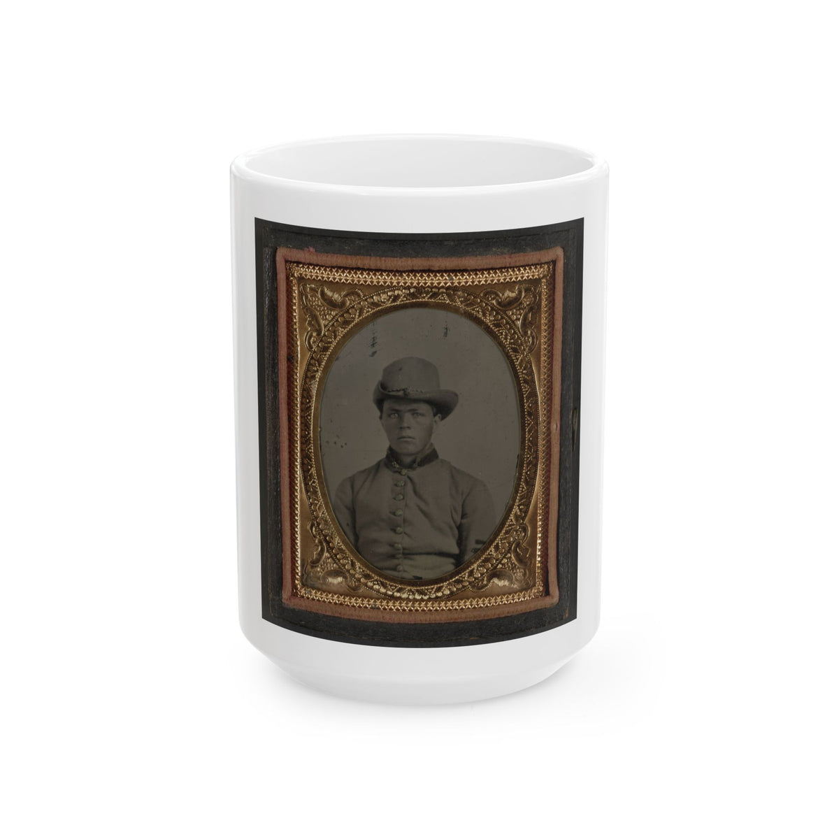 Unidentified Soldier In Confederate Uniform And Hardee Hat (U.S. Civil War) White Coffee Mug