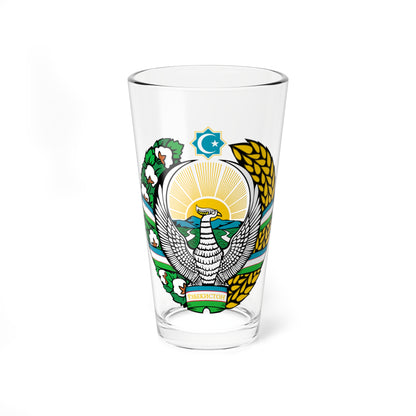 Emblem of Uzbekistan 1992-2010 (Uzbekistan) (Coat of Arms) Pint Glass 16oz