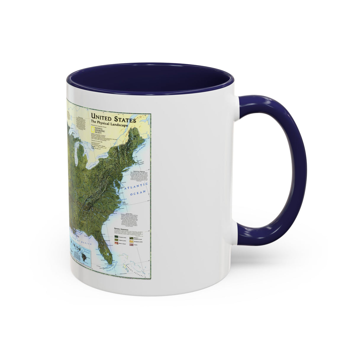 USA - The Physical Landscape (1996) (Map) Accent Coffee Mug
