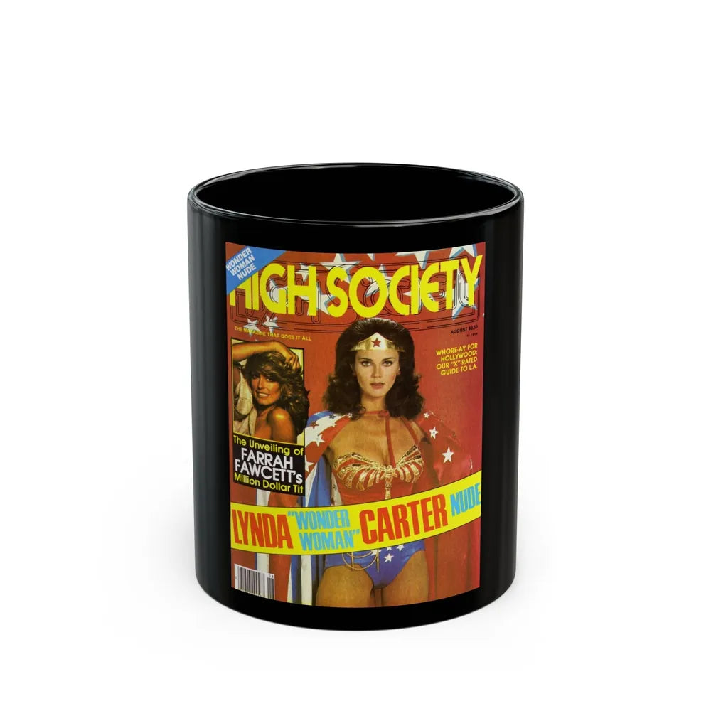 Lynda Carter #189 - Mag. Cover (Vintage Female Icon) Black Coffee Mug-11oz-Go Mug Yourself