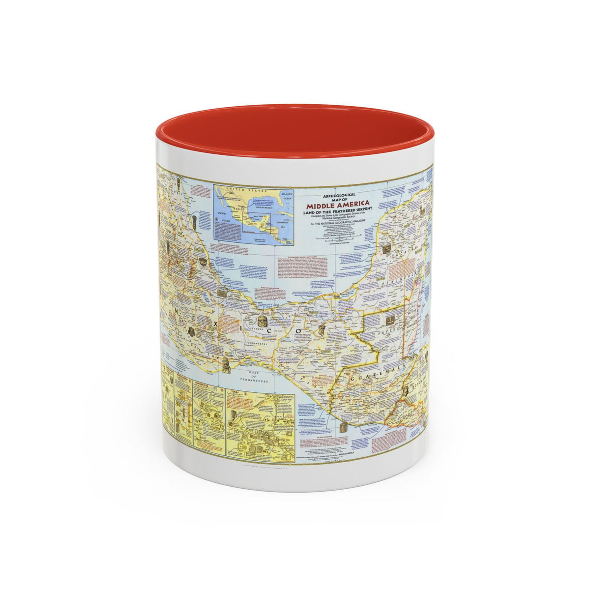Central America - Archeological Map 1 (1968) (Map) Accent Coffee Mug
