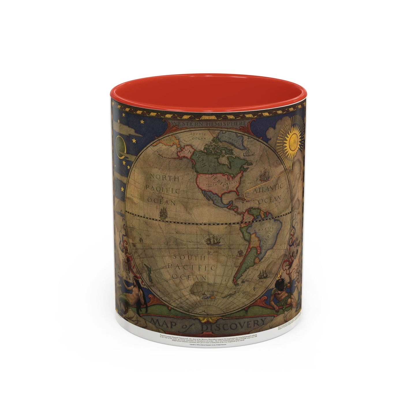 Map of Discovery- Western Hemisphere (1928) (Map) Accent Coffee Mug