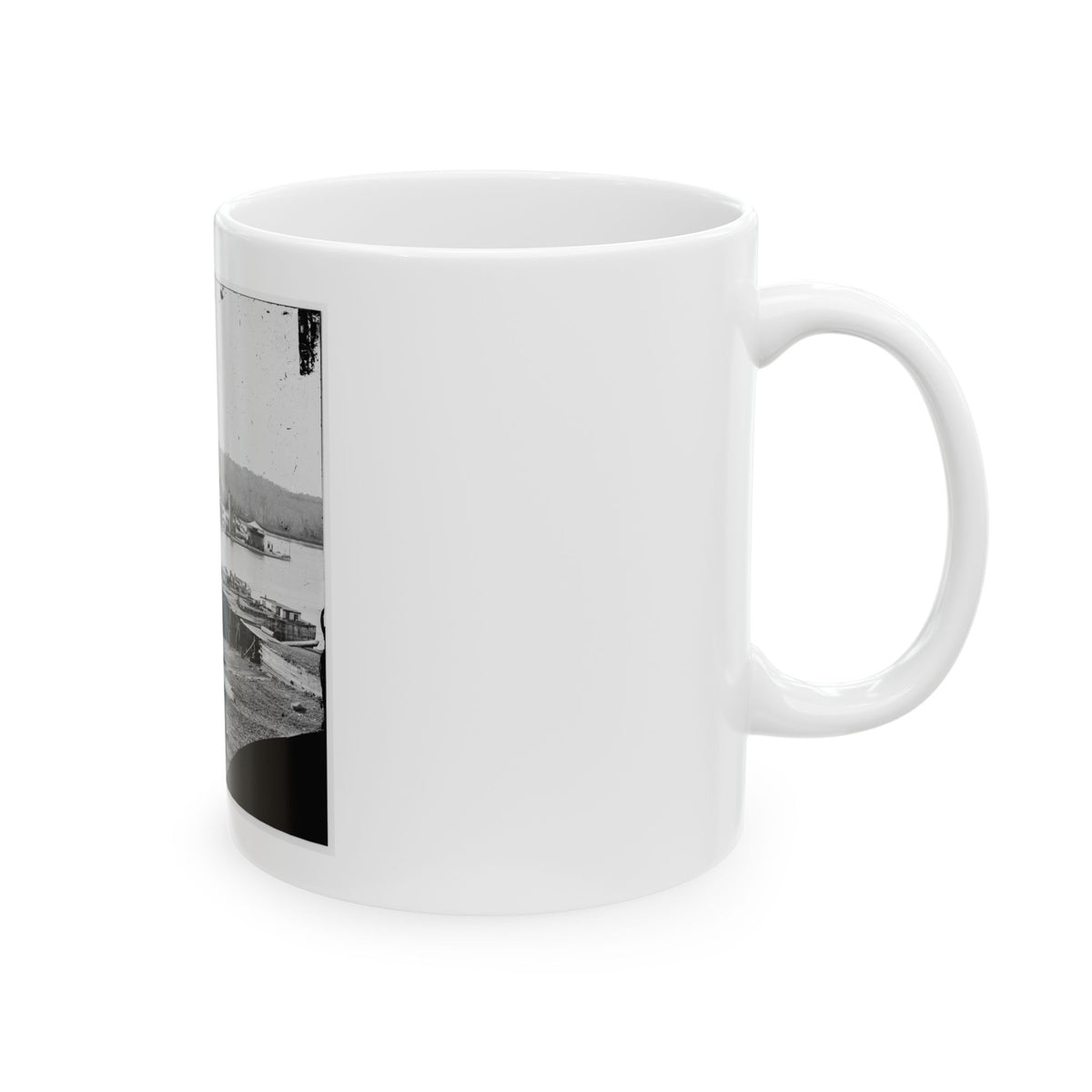 Aiken's Landing, Va.  Double-Turreted Monitor U.S.S. Onondaga On The James (U.S. Civil War) White Coffee Mug