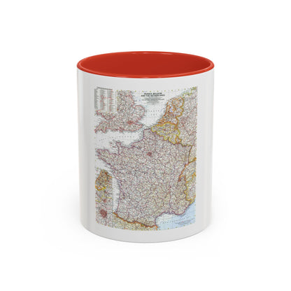 France, Belgium, and the Netherlands (1960) (Map) Accent Coffee Mug