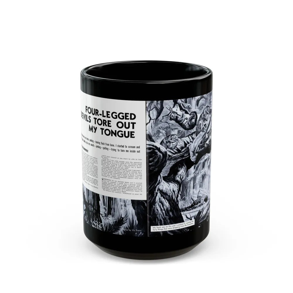 Four-Legged Devils Tore Out My Tongue, True Men Stories, October 1957 - Black Coffee Mug-15oz-Go Mug Yourself