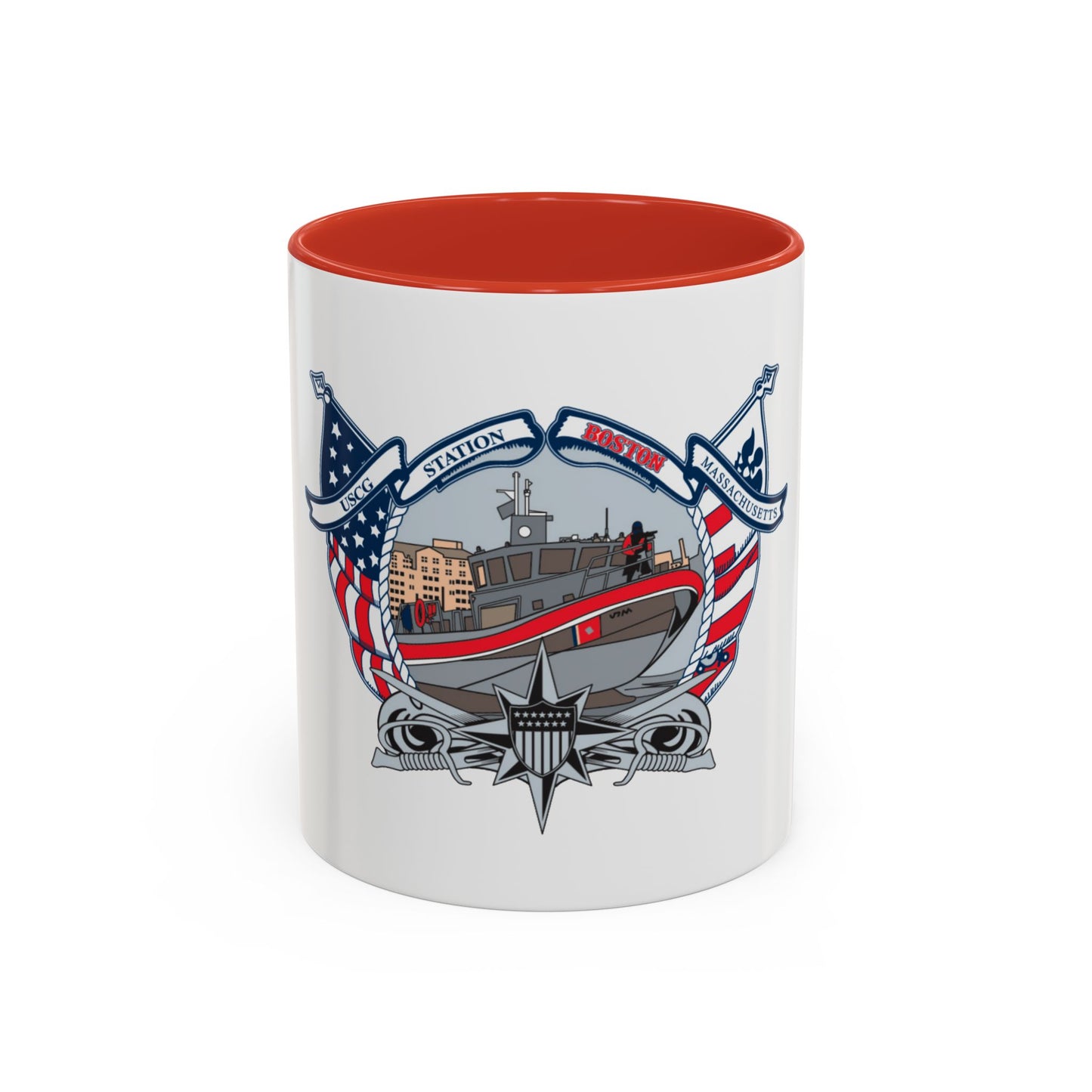 USCG Station Boston (U.S. Coast Guard) Accent Coffee Mug
